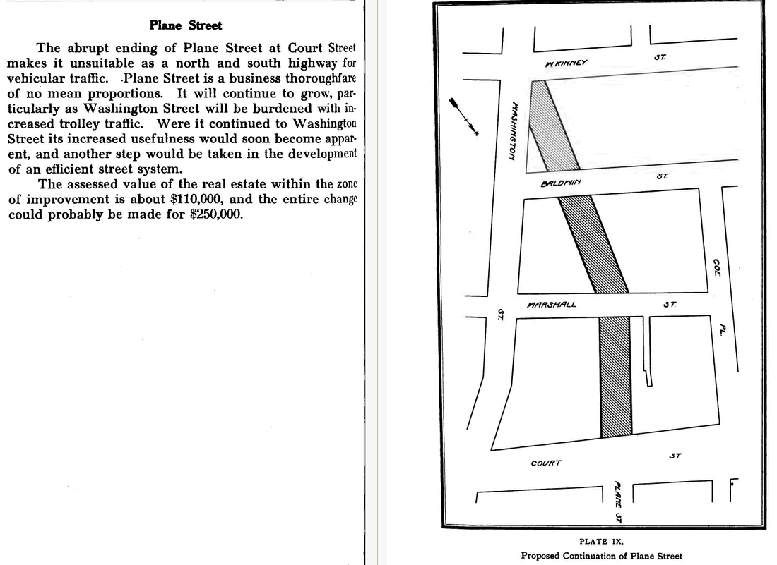 Plane Street proposed extension to Washington Street
From "City Planning for Newark" 1913
