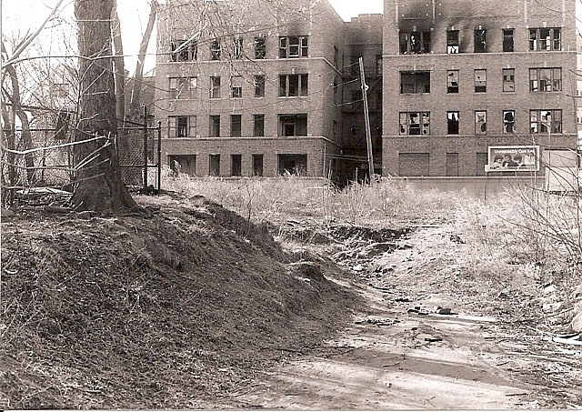 5 Milford Avenue
1984 - Apartment building remains but 6A is gone and all that remains are rocks and shrubs.

Photo from Paul Kiell
