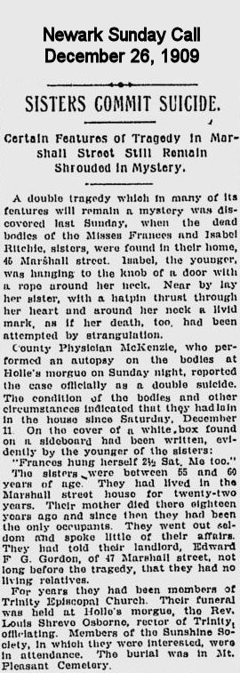 46 Marshall Street
Sisters Commit Suicide
1909
