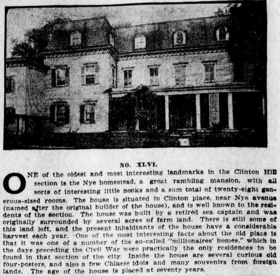 Clinton Place near Nye Avenue
Newark Star 1909
