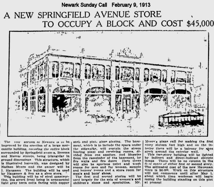 Springfield Avenue between Broom & Mercer Streets
1913
