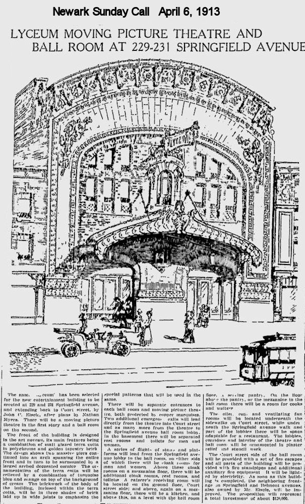 229-231 Springfield Avenue
Lyceum Moving Picture Theatre & Ball Room
