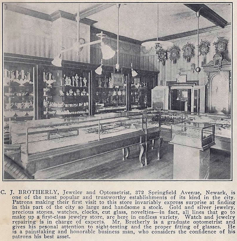 372 Springfield Avenue
C. J. Brotherly Jeweler & Optometrist
Photo from "Newark Illustrated 1909 - 1910"
