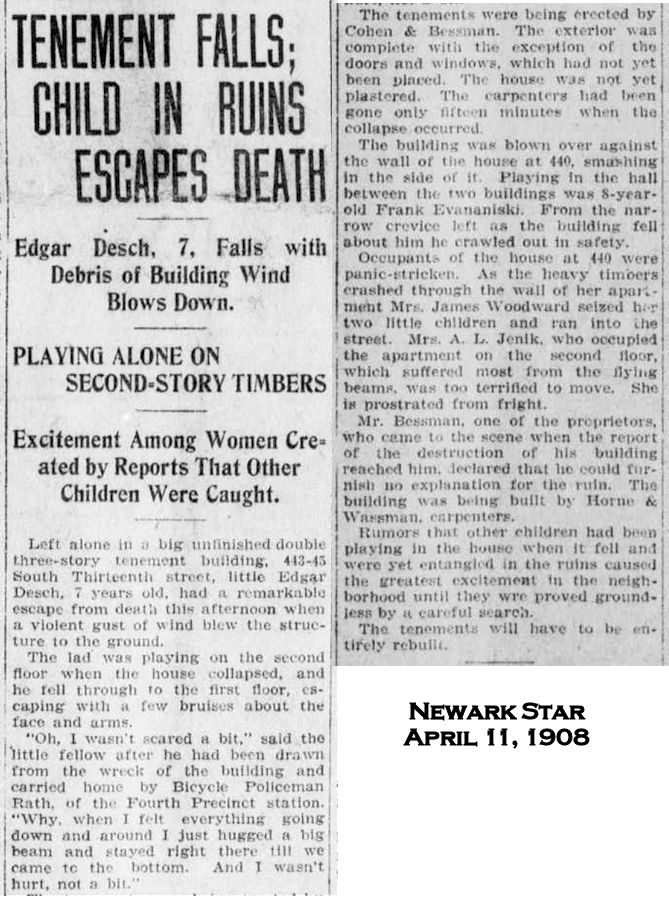 446-45 South Thirteenth Street
April 11, 1908
Newark Star
