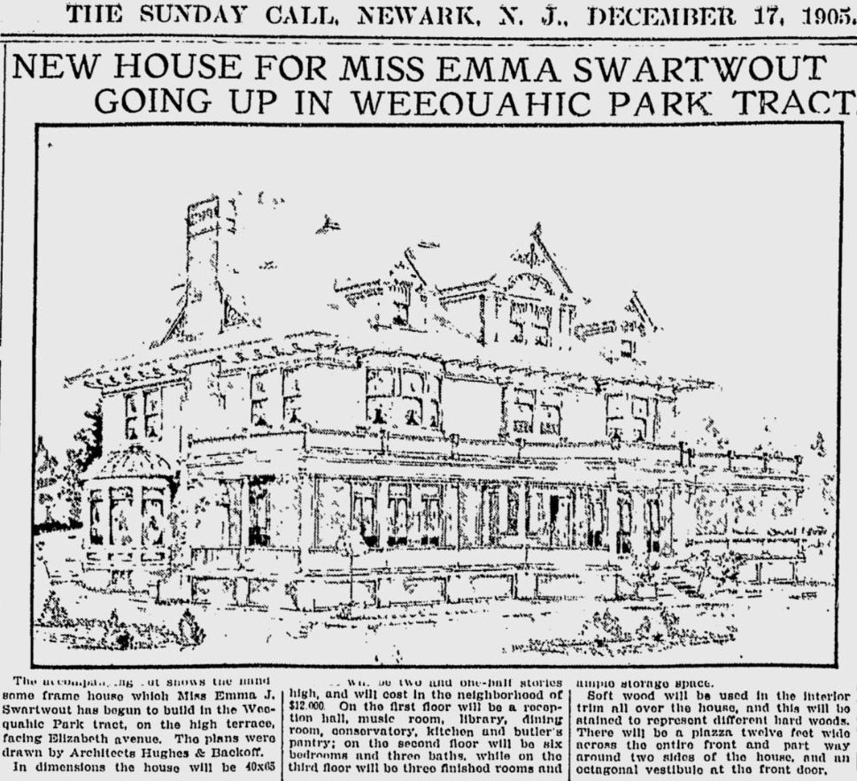 493 Elizabeth Avenue
New House for Miss Emma Swartwout Going Up in Weequahic Park Tract
