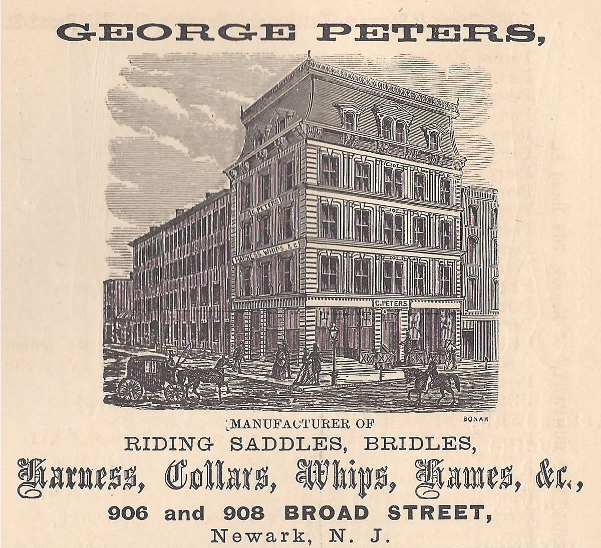 906 Broad Street
George Peters Riding Saddles and Bridles 1871
Newark City Directory
