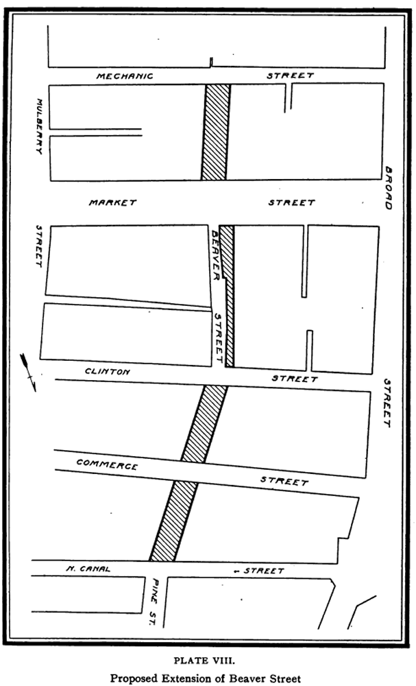 Beaver Street proposed extension
From "City Planning for Newark" 1913
