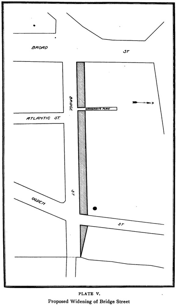 Bridge Street proposed widening
From "City Planning for Newark" 1913
