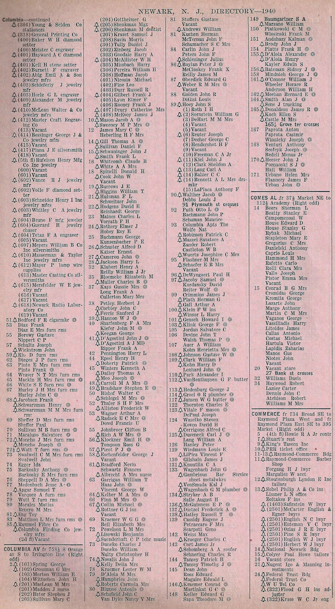 Street Index 1940
