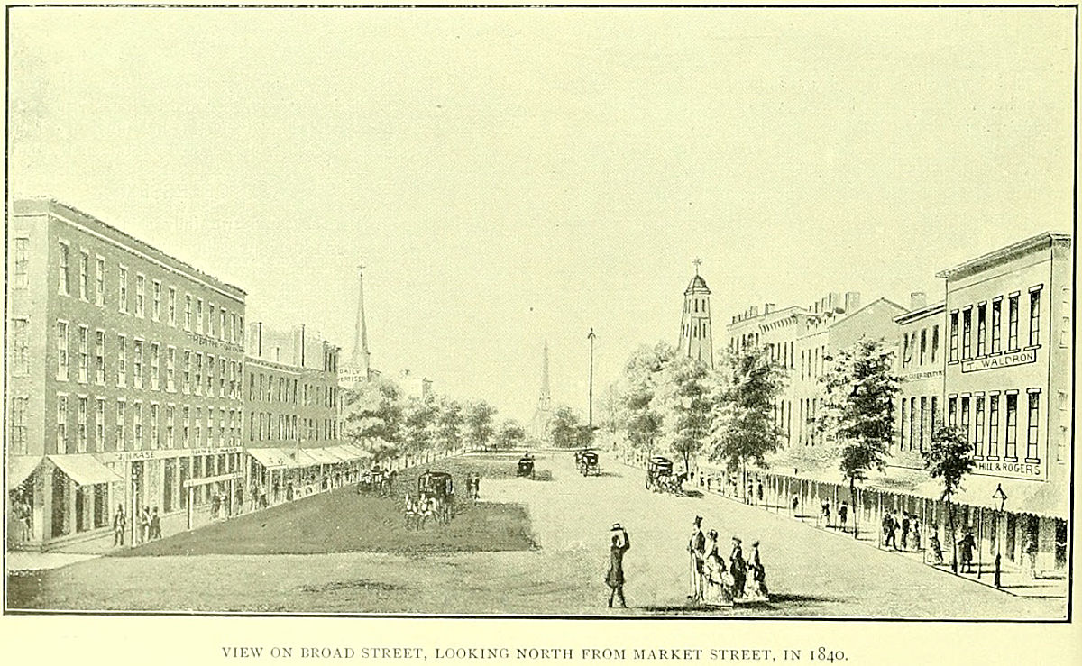 1840
Centre Market Tower on right, Trinity Episcopal Church tower in the center 
Photo from Essex County Illustrated 1897

