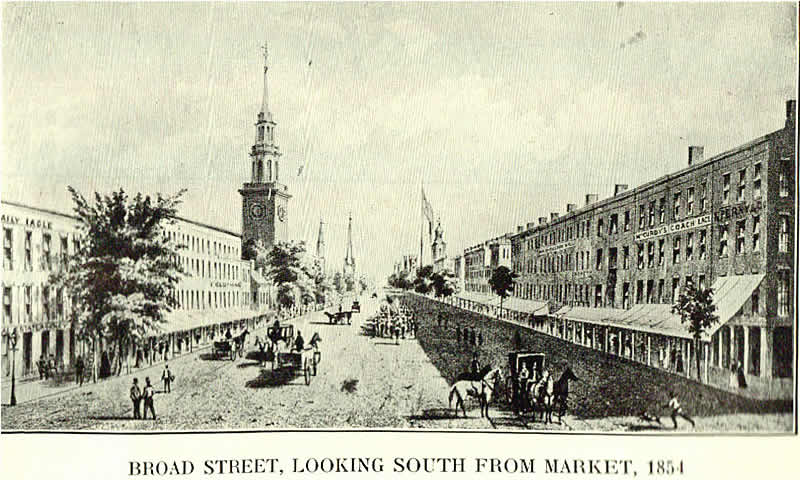 1854 - Looking South from Market Street
Photo from "A History of the City of Newark" 
Lewis Historical Publishing Company
