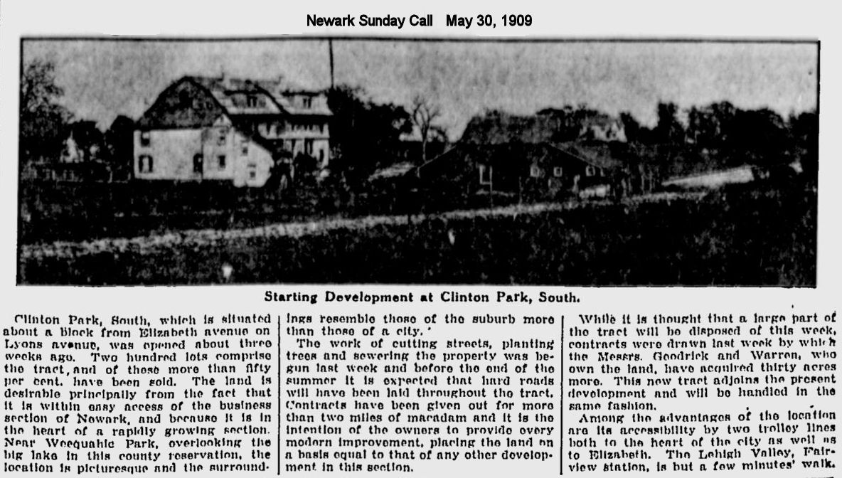 Starting Development at Clinton Park, South
1909
