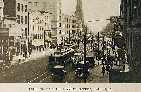 1912 - Looking East from Broad Street
Paved by the Warren Brothers Company
From "Newark - The City of Industry" Published 1912
