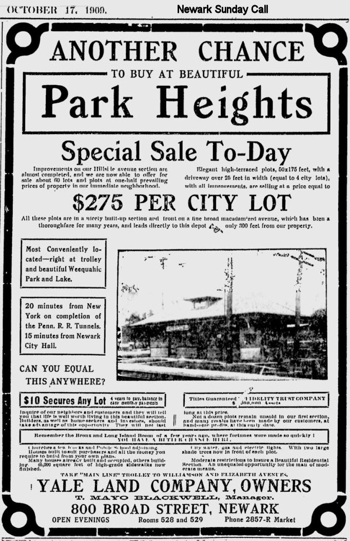 Another Chance to Buy at Beautiful Park Heights
October 17, 1909
