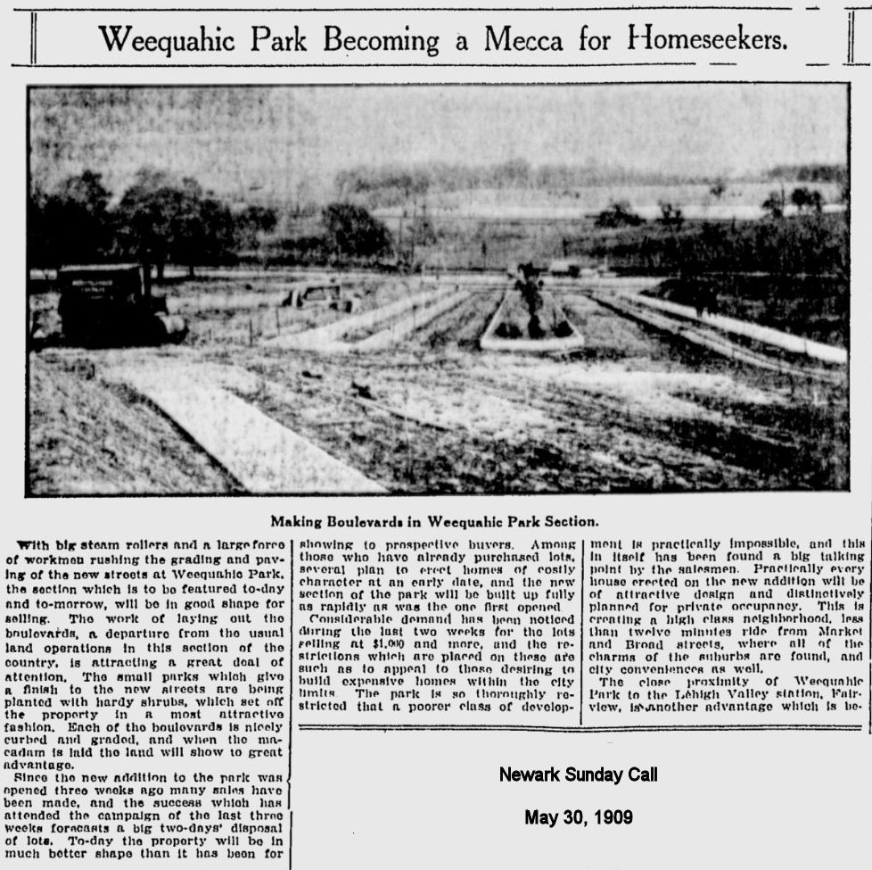 Weequahic Park Becoming a Mecca for Homeseekers
May 30, 1909
