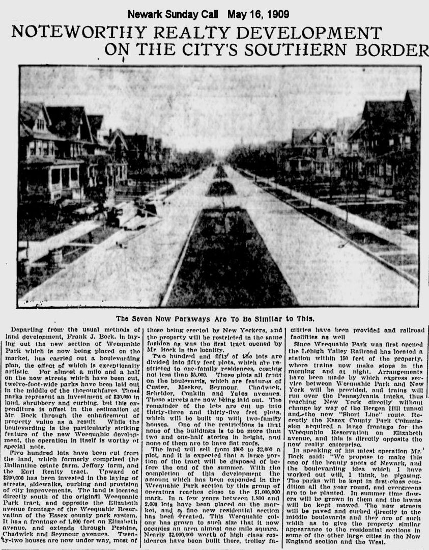 Noteworthy Realty Development on the City's Southern Border
May 16, 1909
