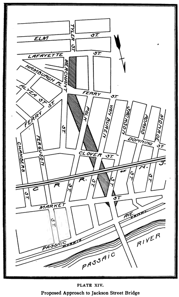 Tyler Street proposed extension to Jackson Street Bridge
From "City Planning for Newark" 1913
