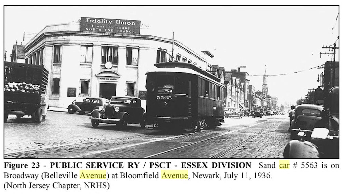 Bloomfield Avenue & Broadway
Image from "Streetcars of New Jersey: Metropolitan Northeast"
