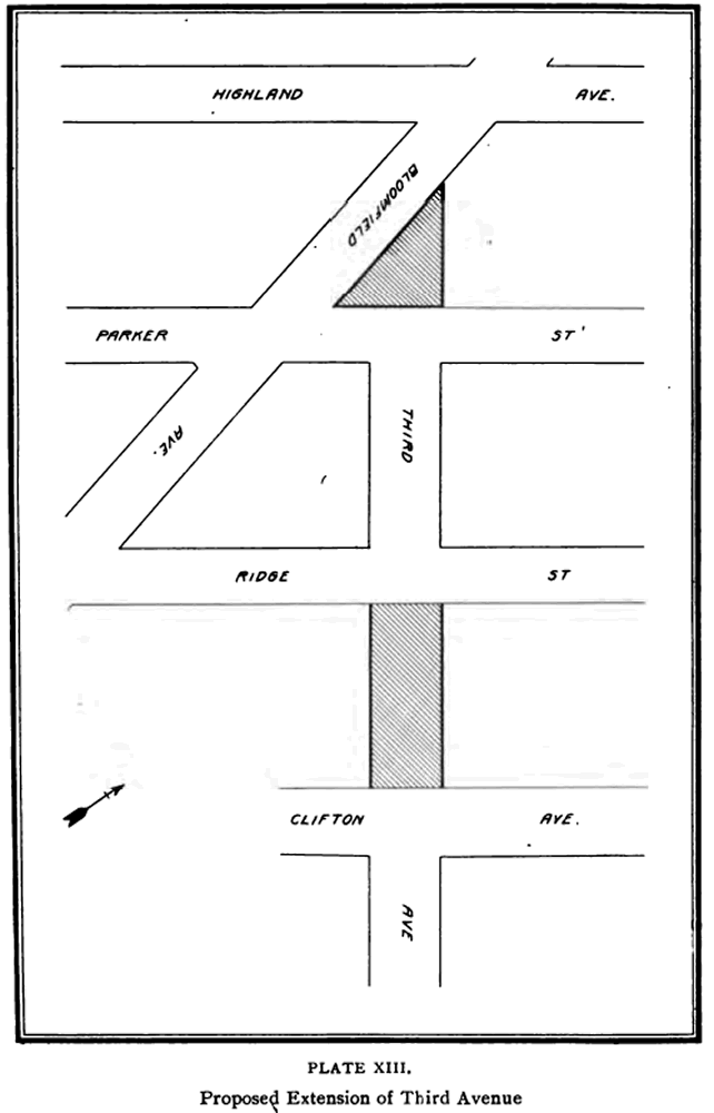 Third Avenue proposed extension
From "City Planning for Newark" 1913
